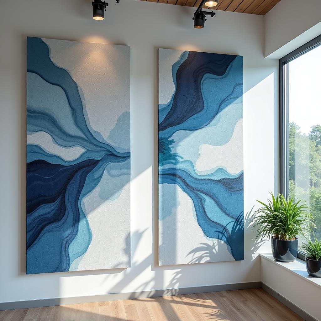 Sound dampening art in a modern office setting