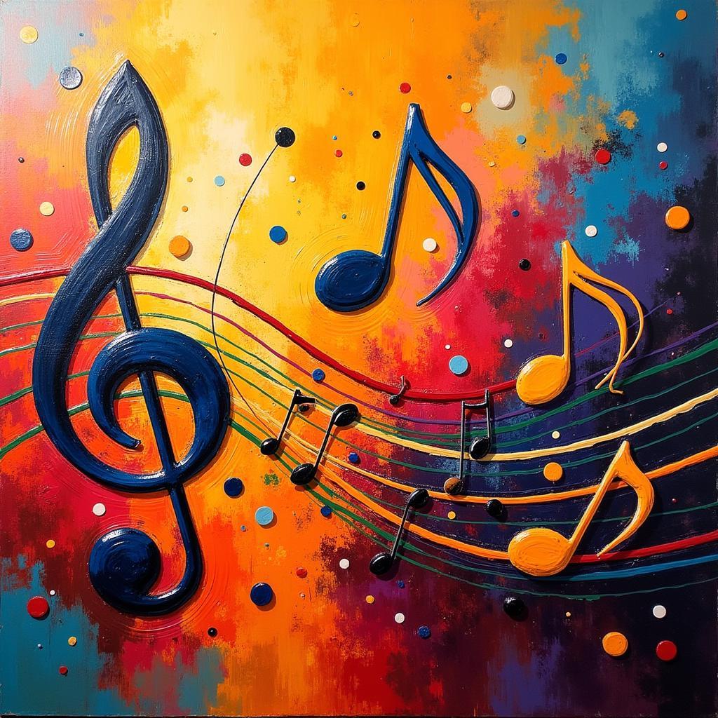 Sound of Music Art: Vibrant Painting Depicting Musical Notes and Rhythms