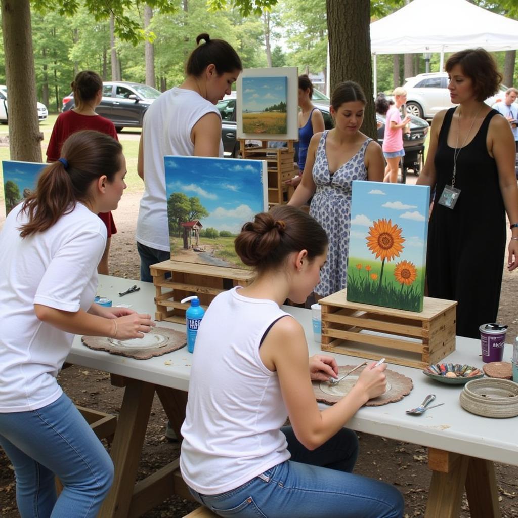 South Portland Art in the Park: Artists demonstrating their craft