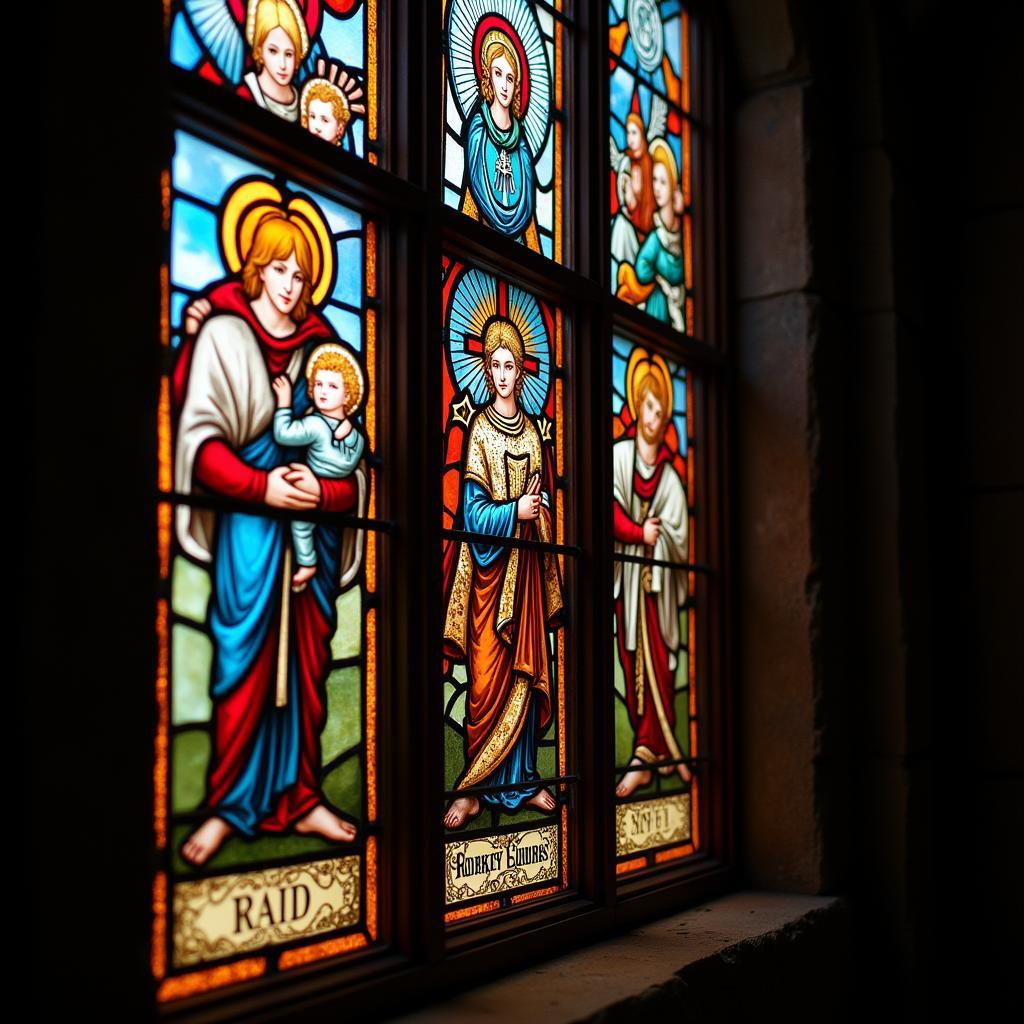 Stained glass window in a cathedral showcasing the beauty of colorful glass art