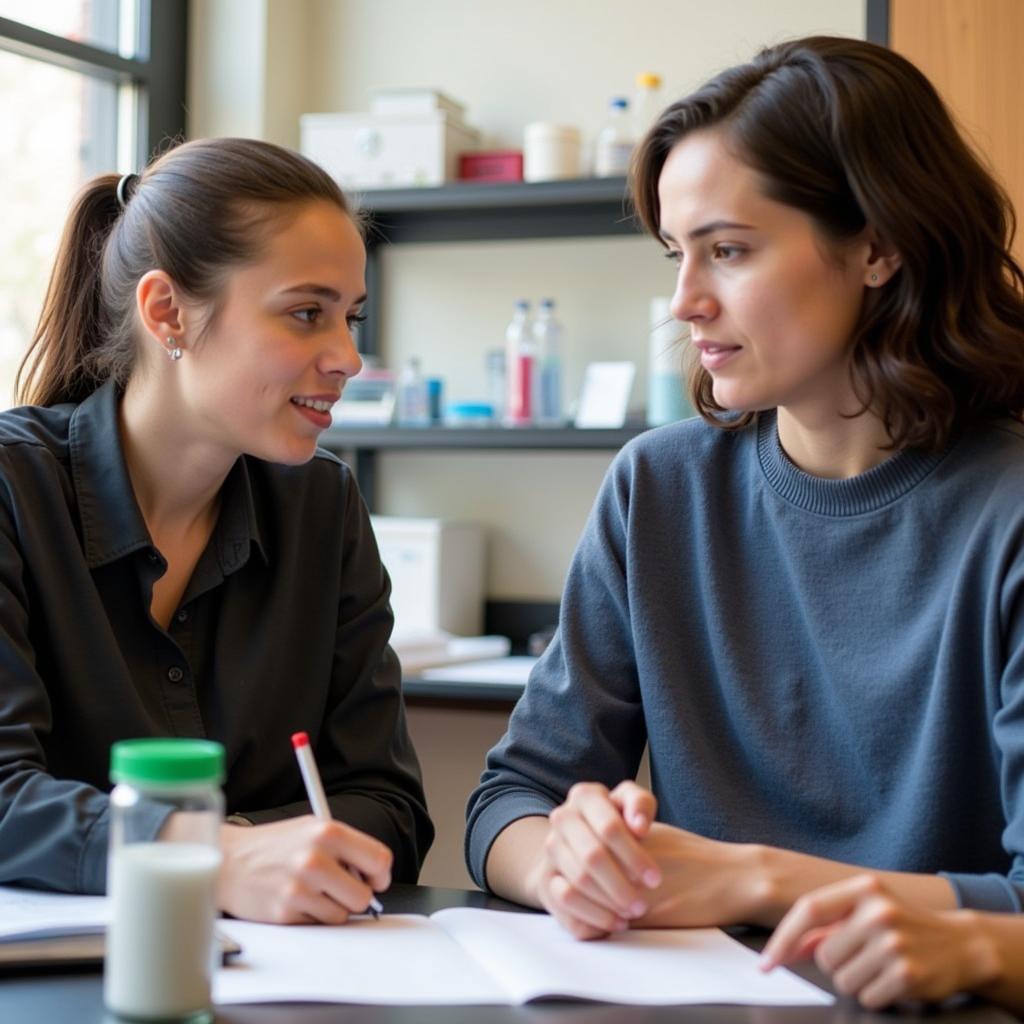 Student and Faculty Member Discussing Research in a Lab