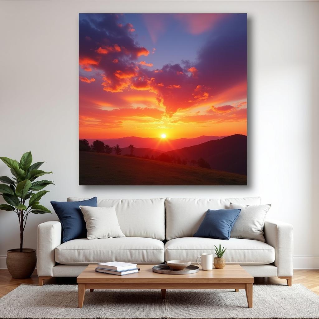 Sunset Sky Wall Art in a Living Room