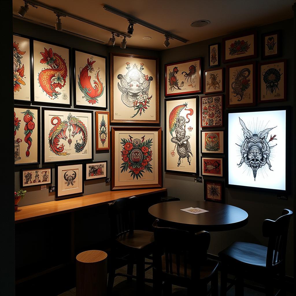 Tattoo Art Wall Display Ideas: Explore various ways to showcase your tattoo art collection on your wall, from framed prints to custom canvases.