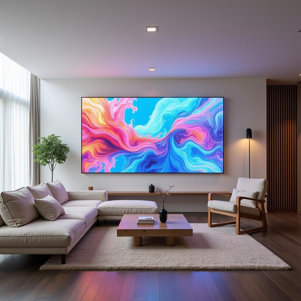 Tech wall art in a modern living room