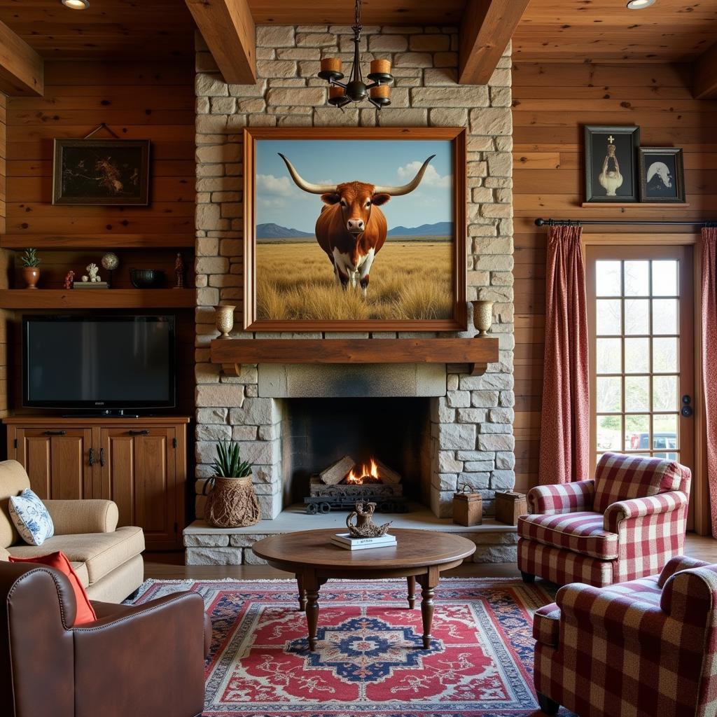 Texas Longhorn Art in Rustic Home Decor