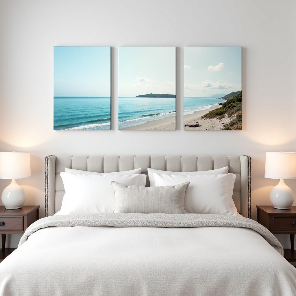 Three-Panel Canvas Art in a Bedroom