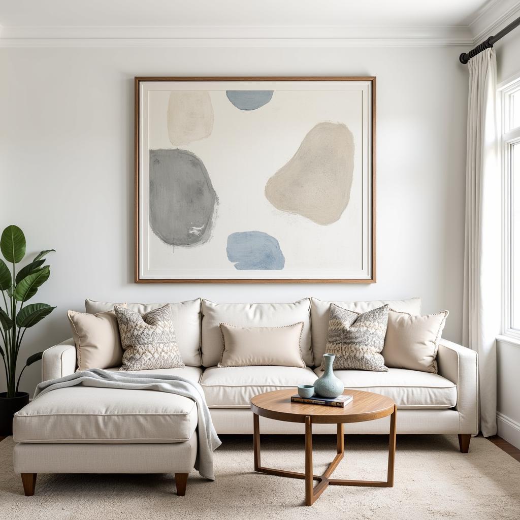 Transitional wall art in a living room setting