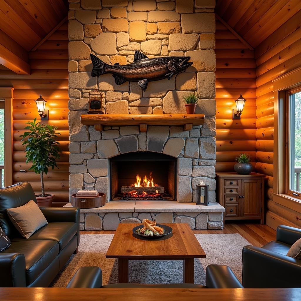 Trout Wall Art in Rustic Cabin