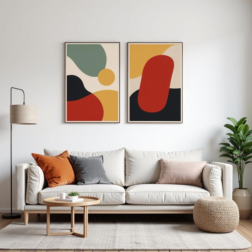 Modern Two Piece Art Set in a Living Room