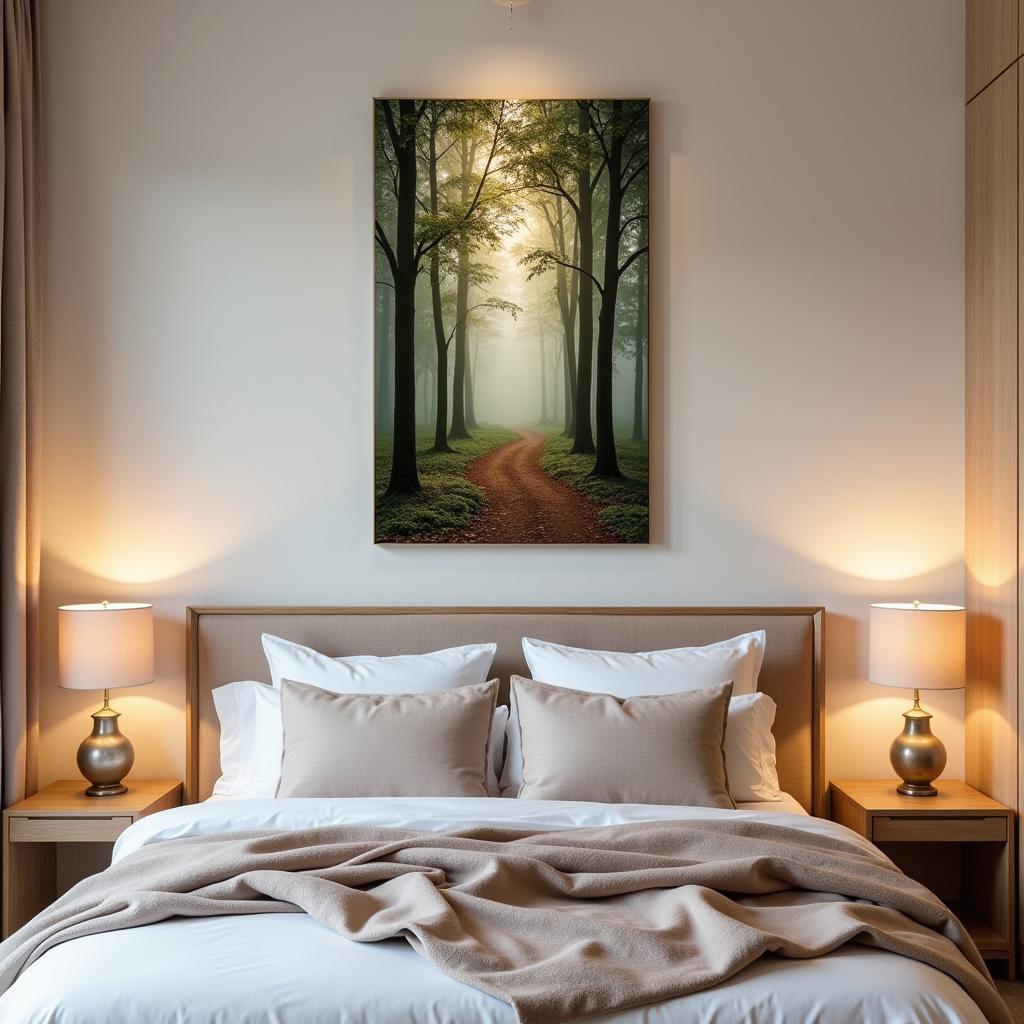 Vertical Canvas Wall Art in a Bedroom