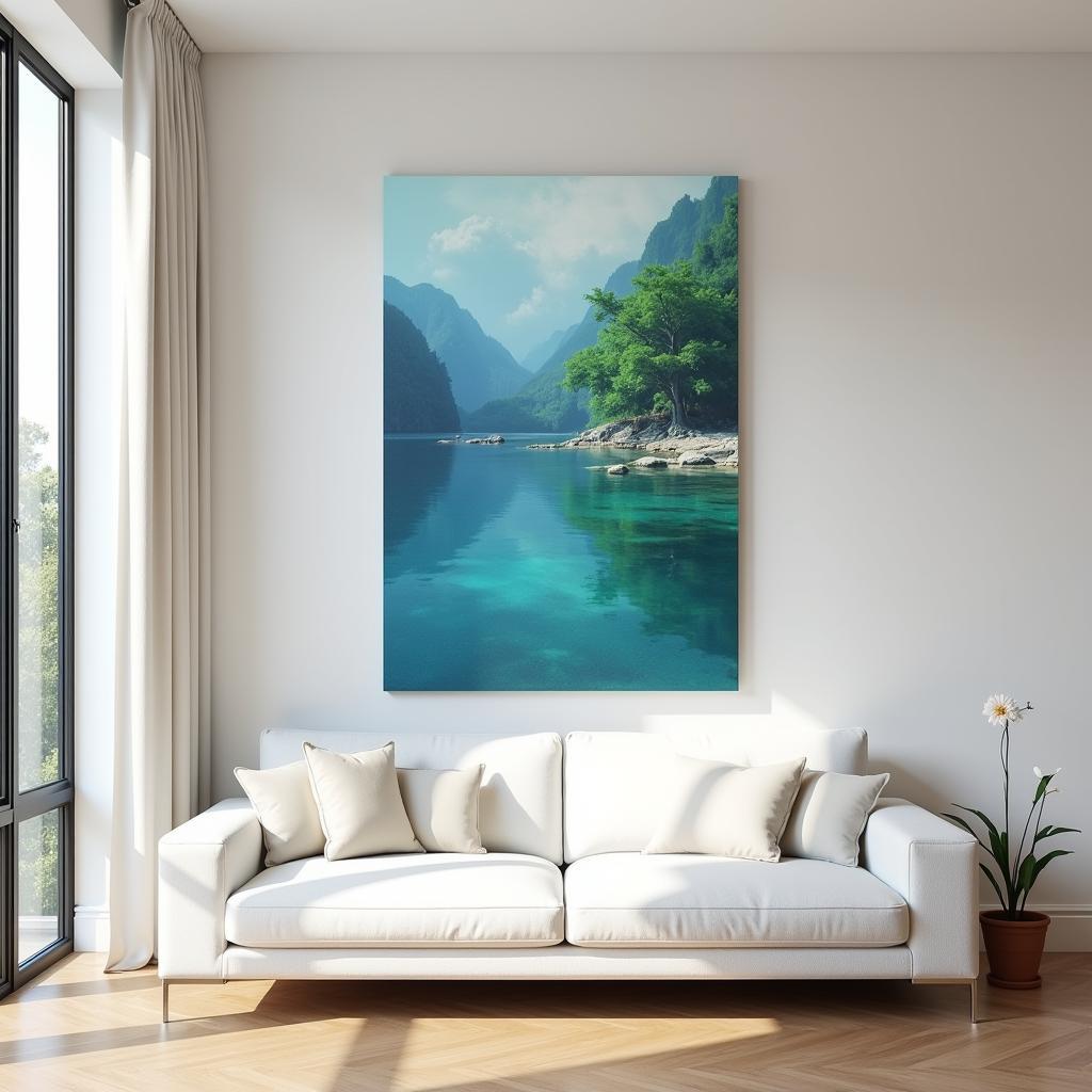 Vertical Canvas Wall Art in a Living Room