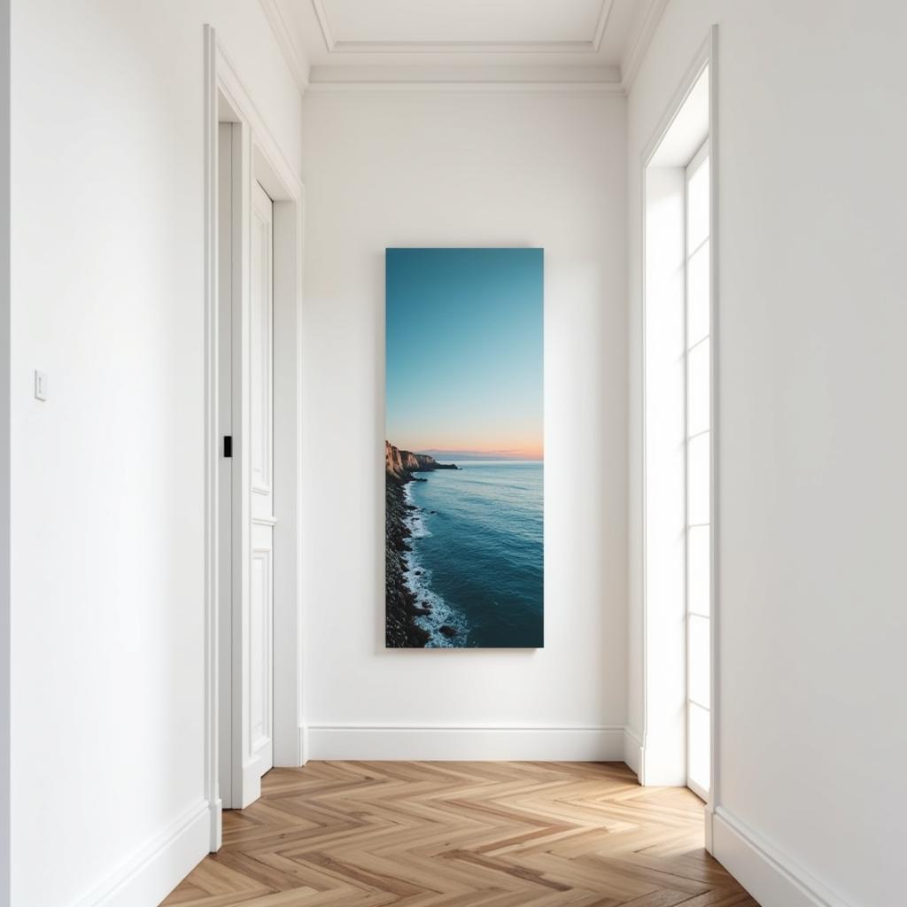 Vertical Coastal Wall Art in a Hallway