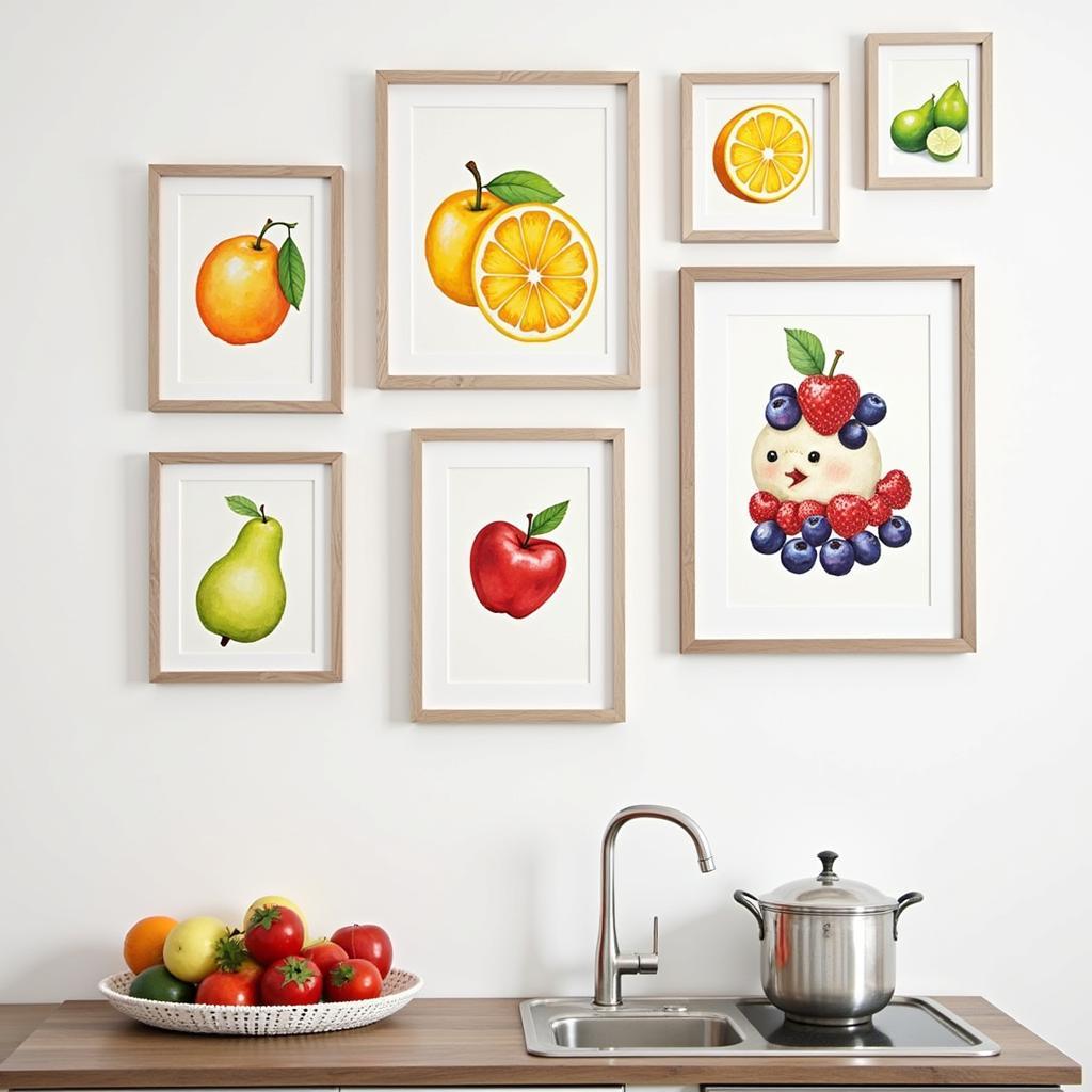 Vibrant Fruit Prints Wall Art in a Kitchen Setting