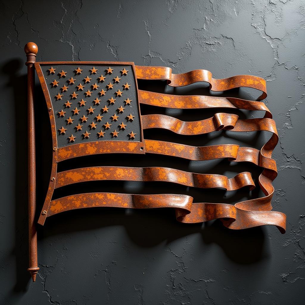 Vintage American Flag Metal Wall Decor