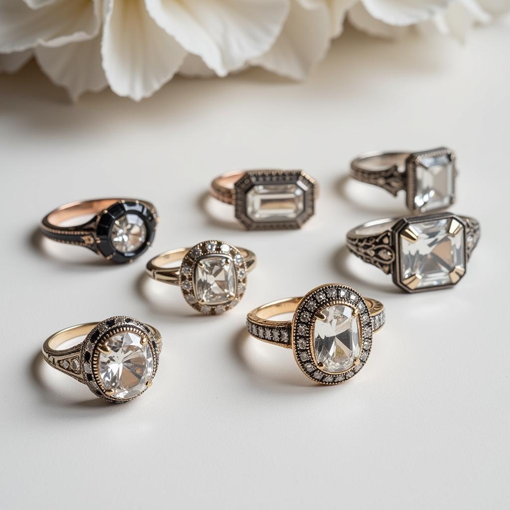 Vintage Art Deco Asscher Cut Rings Collection