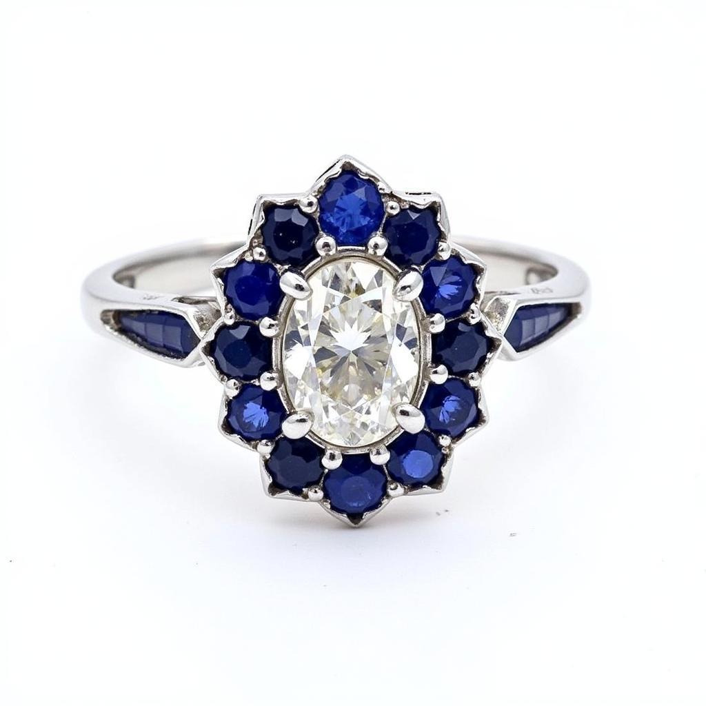 Vintage Art Deco Diamond and Sapphire Engagement Ring