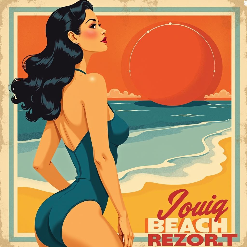 Vintage Bathing Suit Art Deco Poster