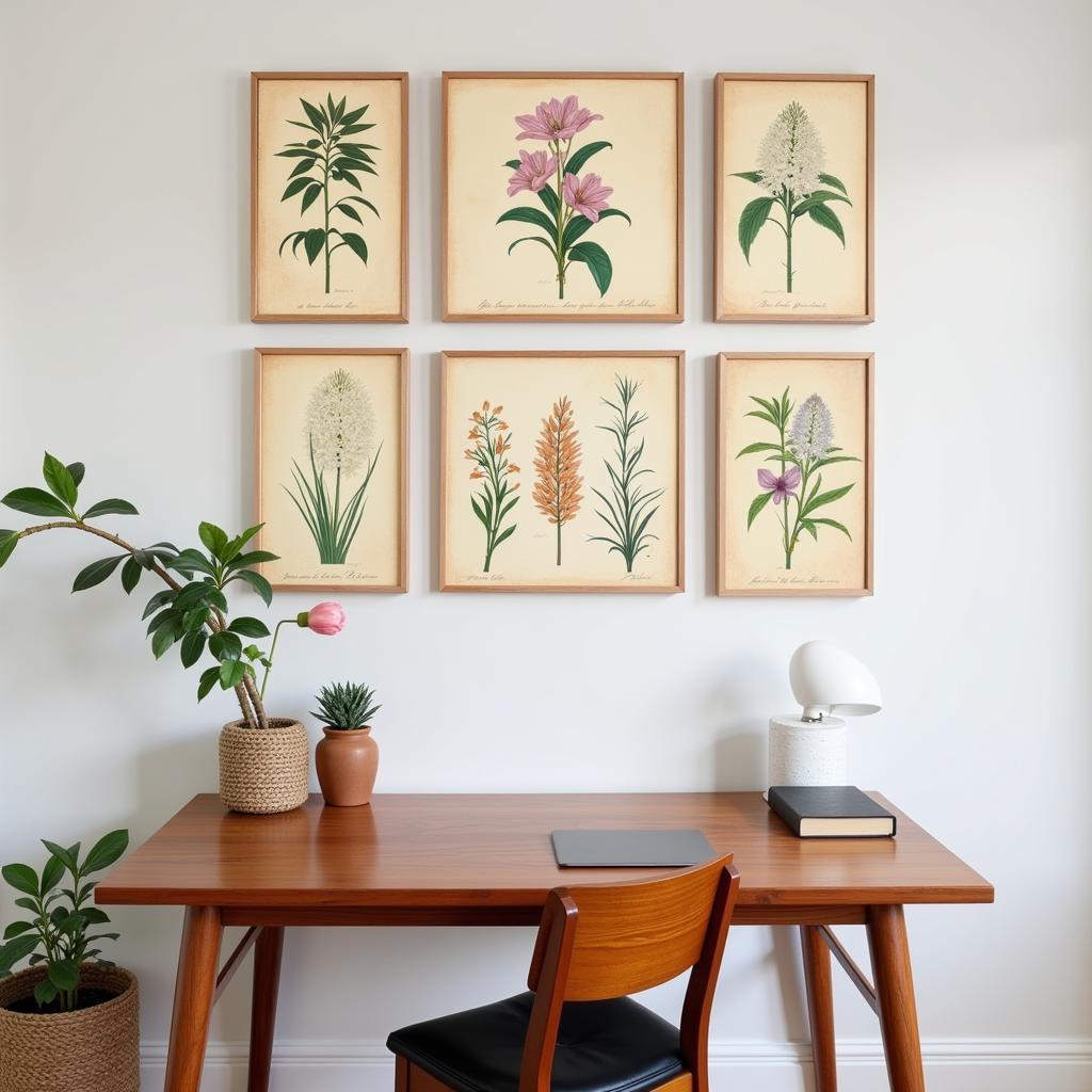 Vintage Botanical Print Canvas in Home Office