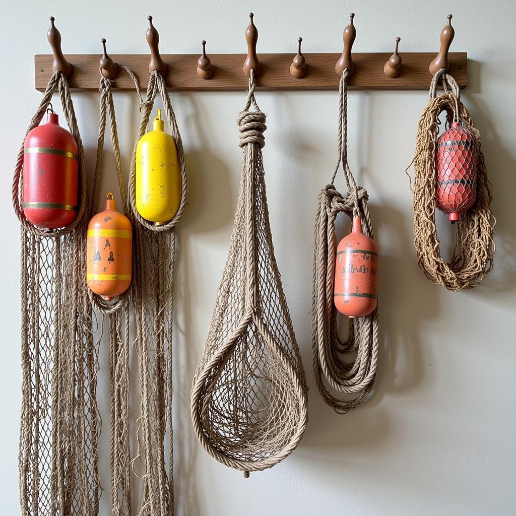 Vintage Coastal Art: Fishing Nets and Buoys