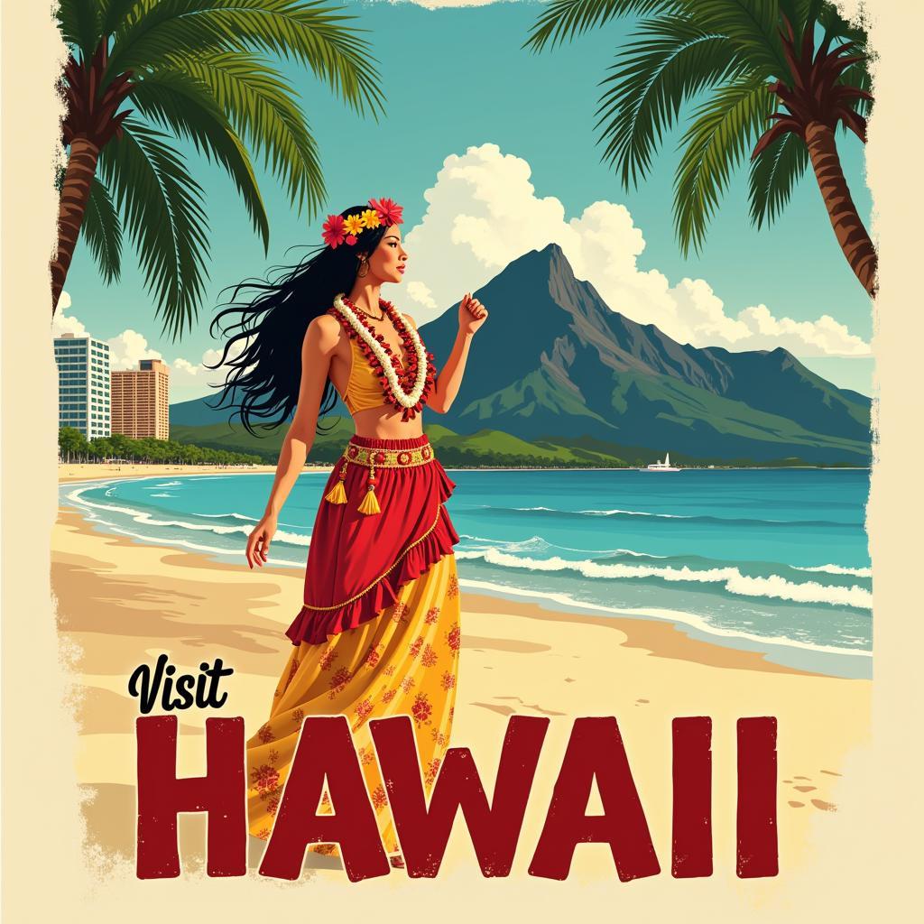 Vintage Hawaii Travel Poster