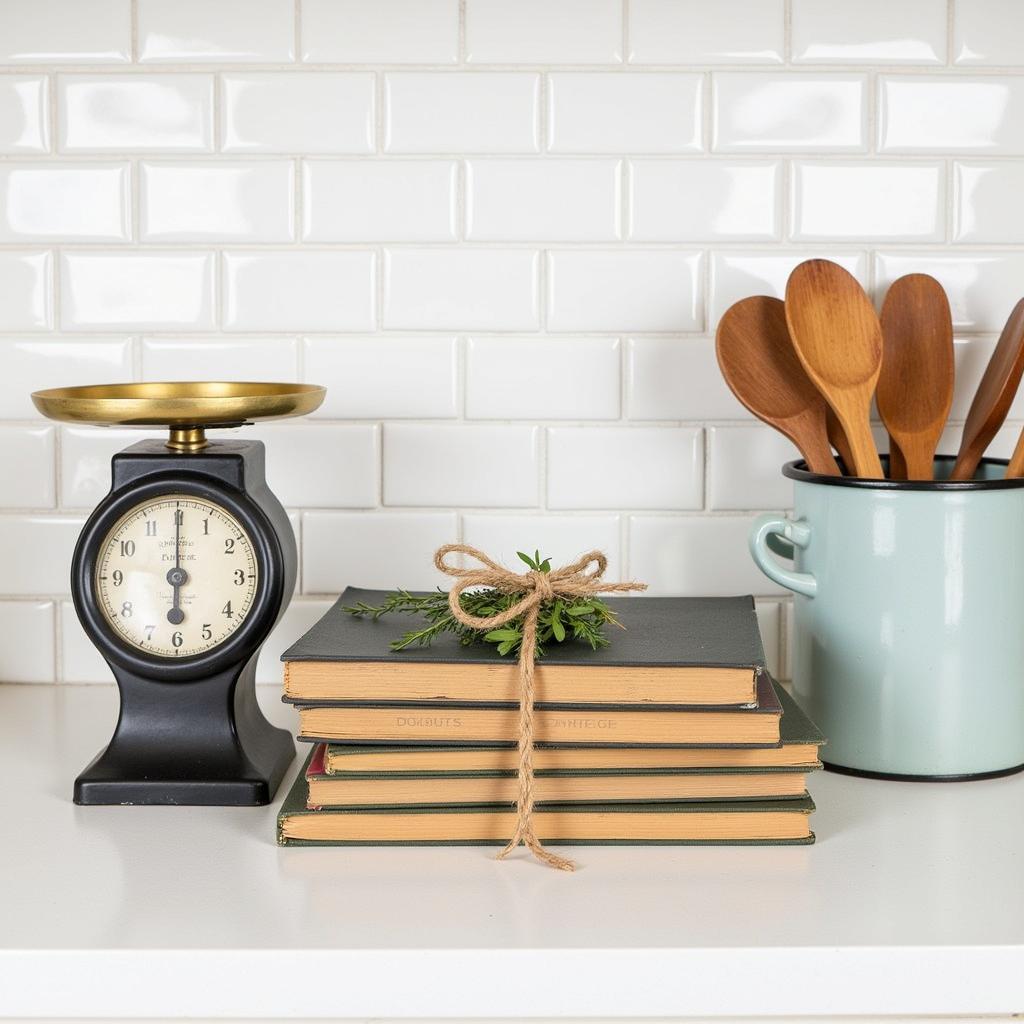 Vintage Kitchen Scales and Cookbooks