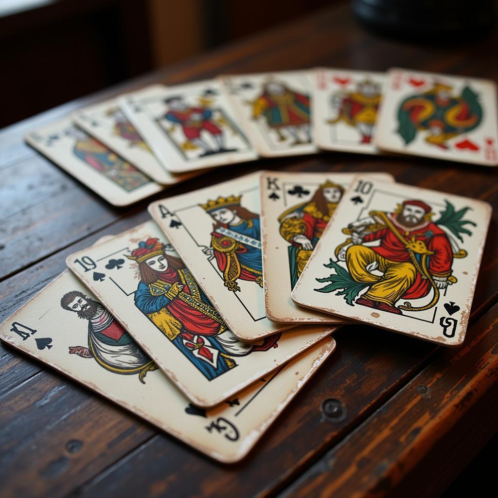 Hand-painted vintage playing card deck