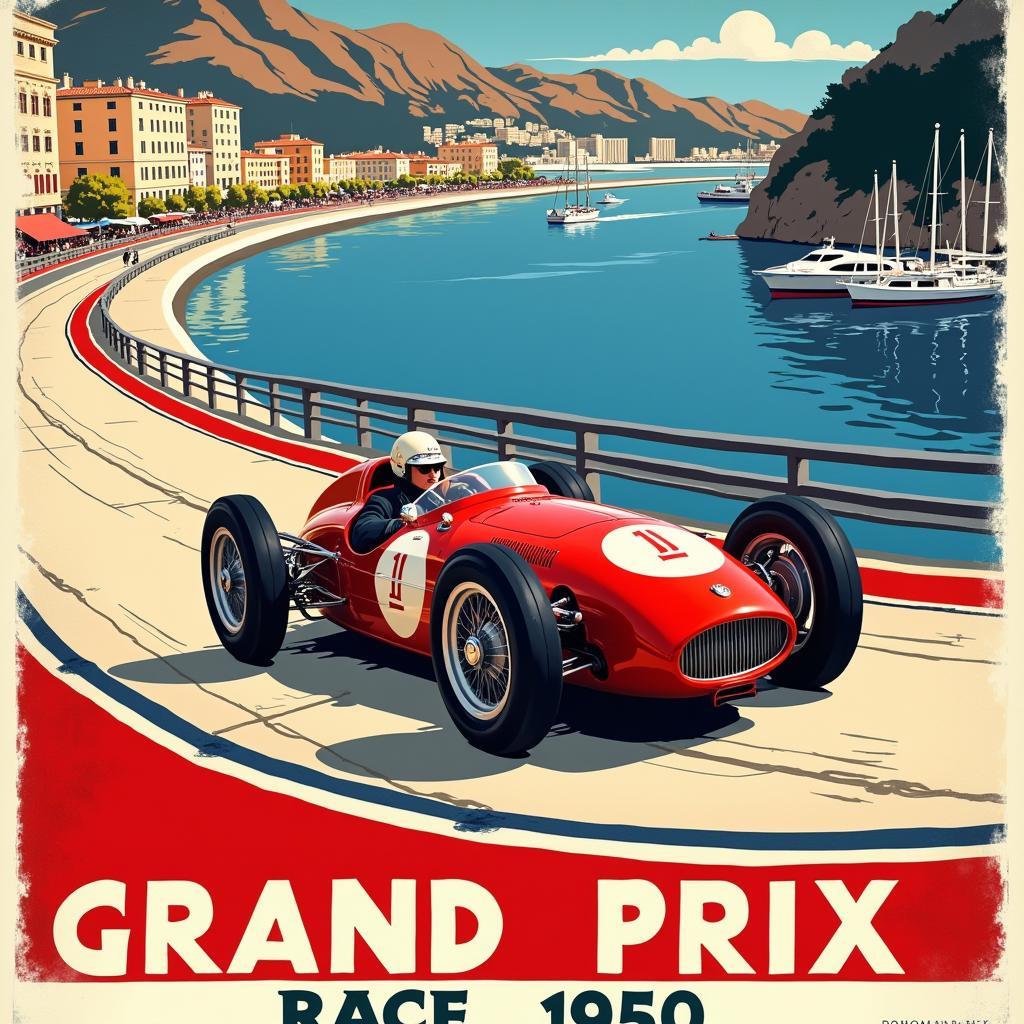 Vintage Racing Car Poster from the 1950s