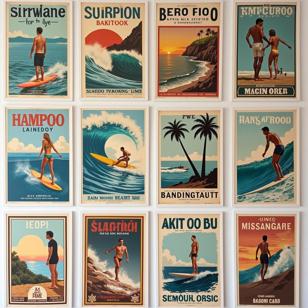 Collection of vintage surfing posters