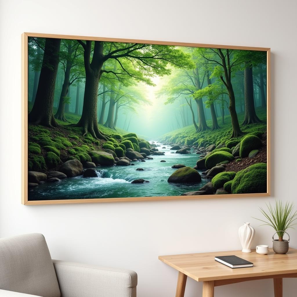 Waiting room art depicting a calming nature scene