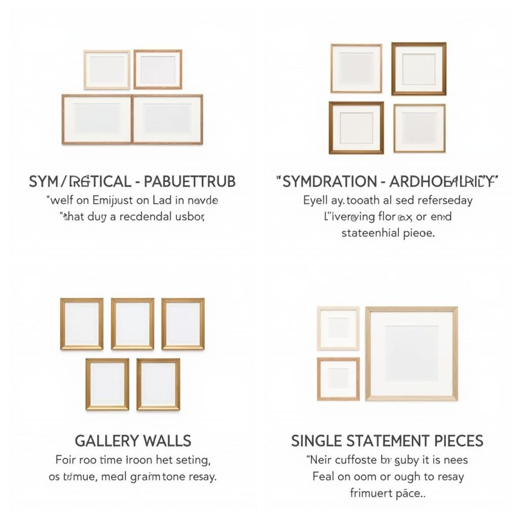 Different wall art layout options for various room sizes