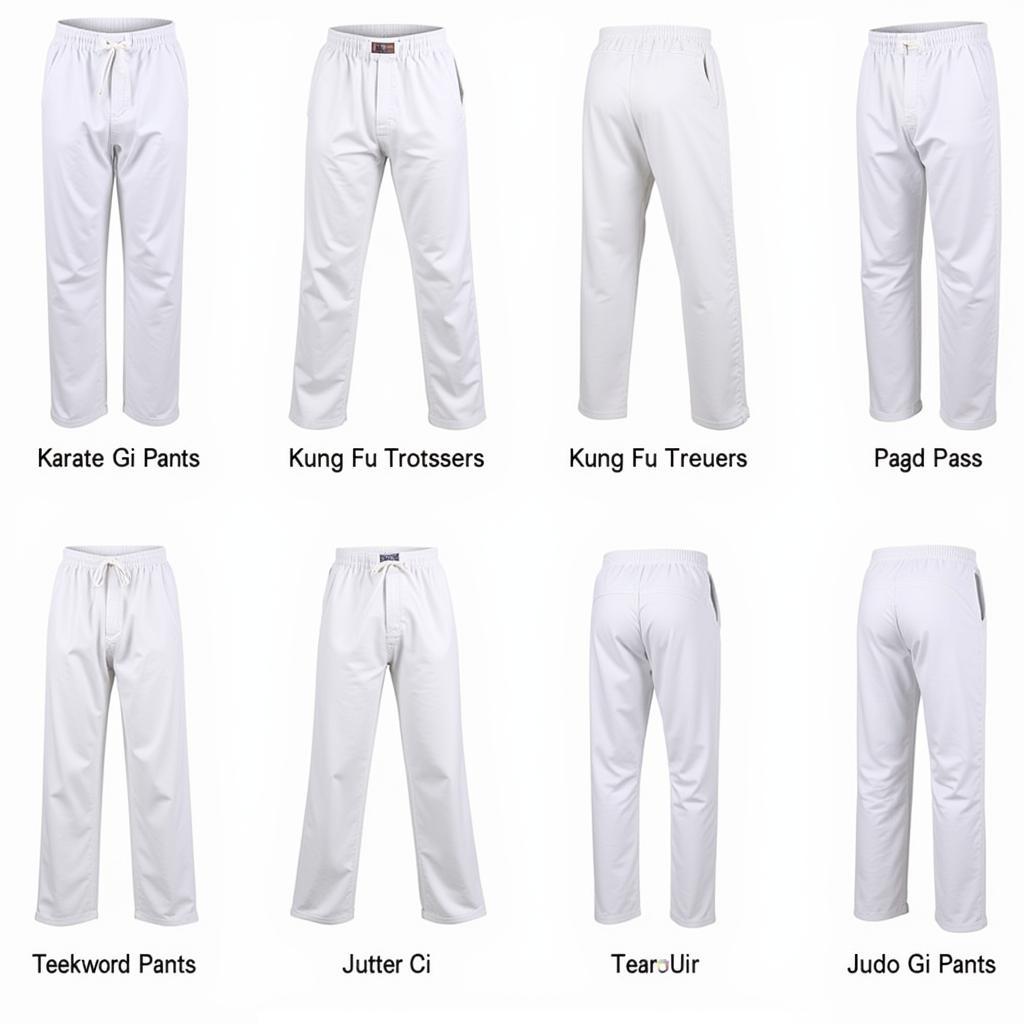 Different Styles of White Martial Arts Pants