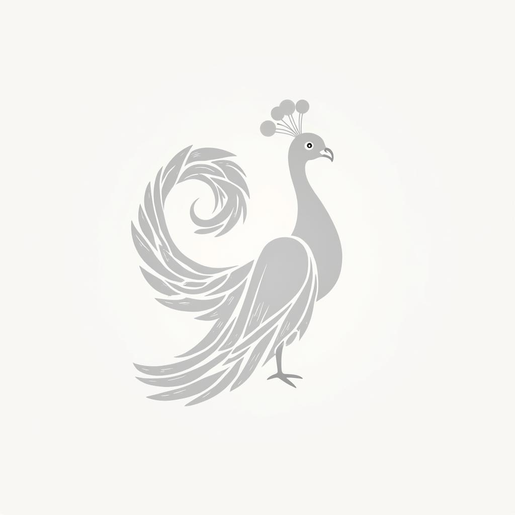 Modern minimalist white peacock wall art with sleek lines and abstract shapes