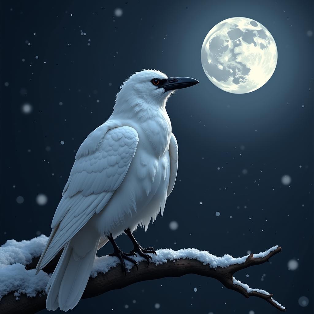 Digital Painting of a White Raven