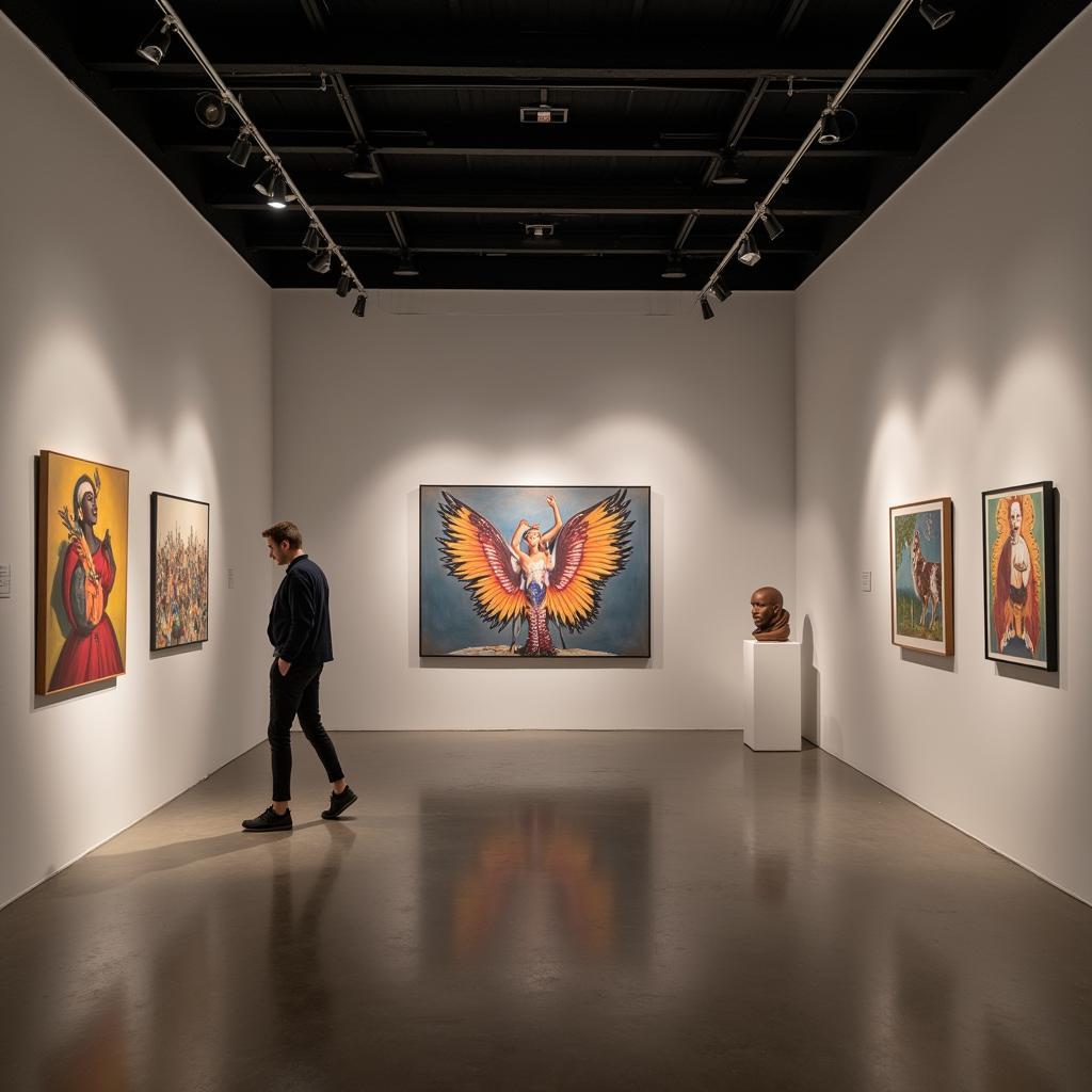 Wireless art lighting solutions illuminate a modern art gallery