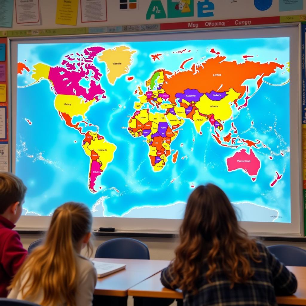 Interactive World Map Wall Art for Educational Purposes