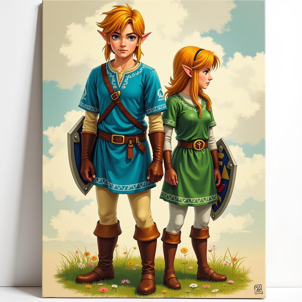 Link and Zelda Canvas Art