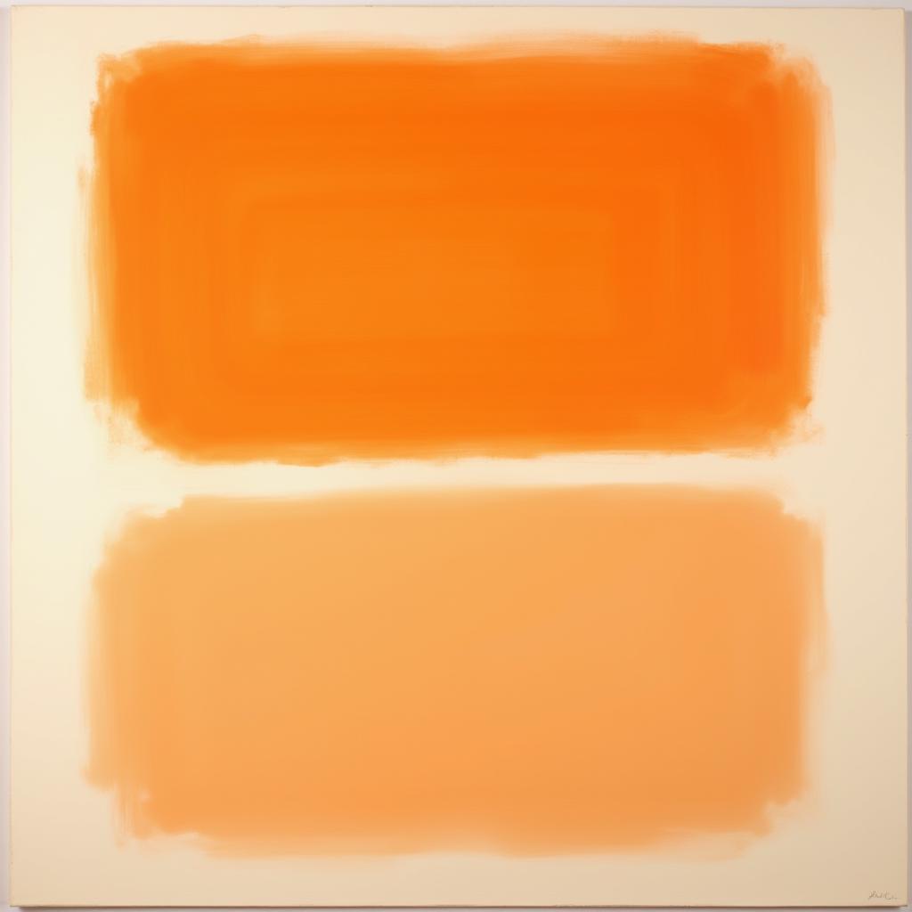 Abstract art in the style of Mark Rothko, featuring vibrant orange hues