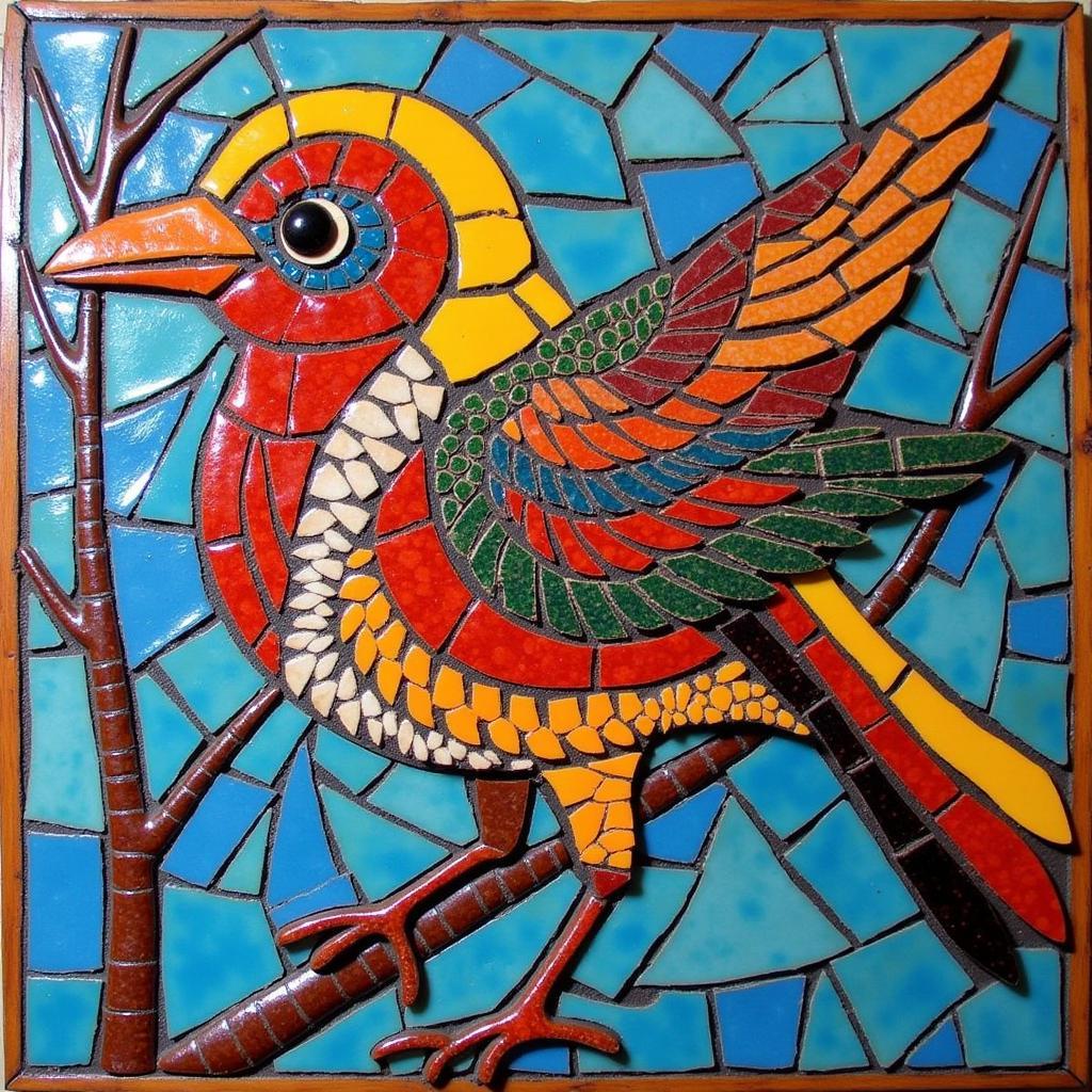 Abstract Bird Mosaic Art in Colorful Design