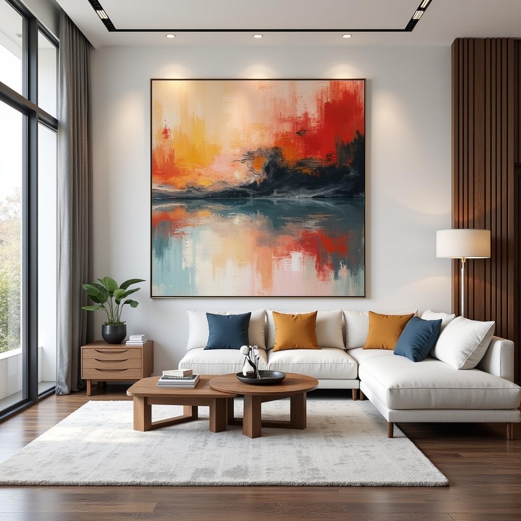 Abstract Color Wall Art in a Modern Living Room Setting