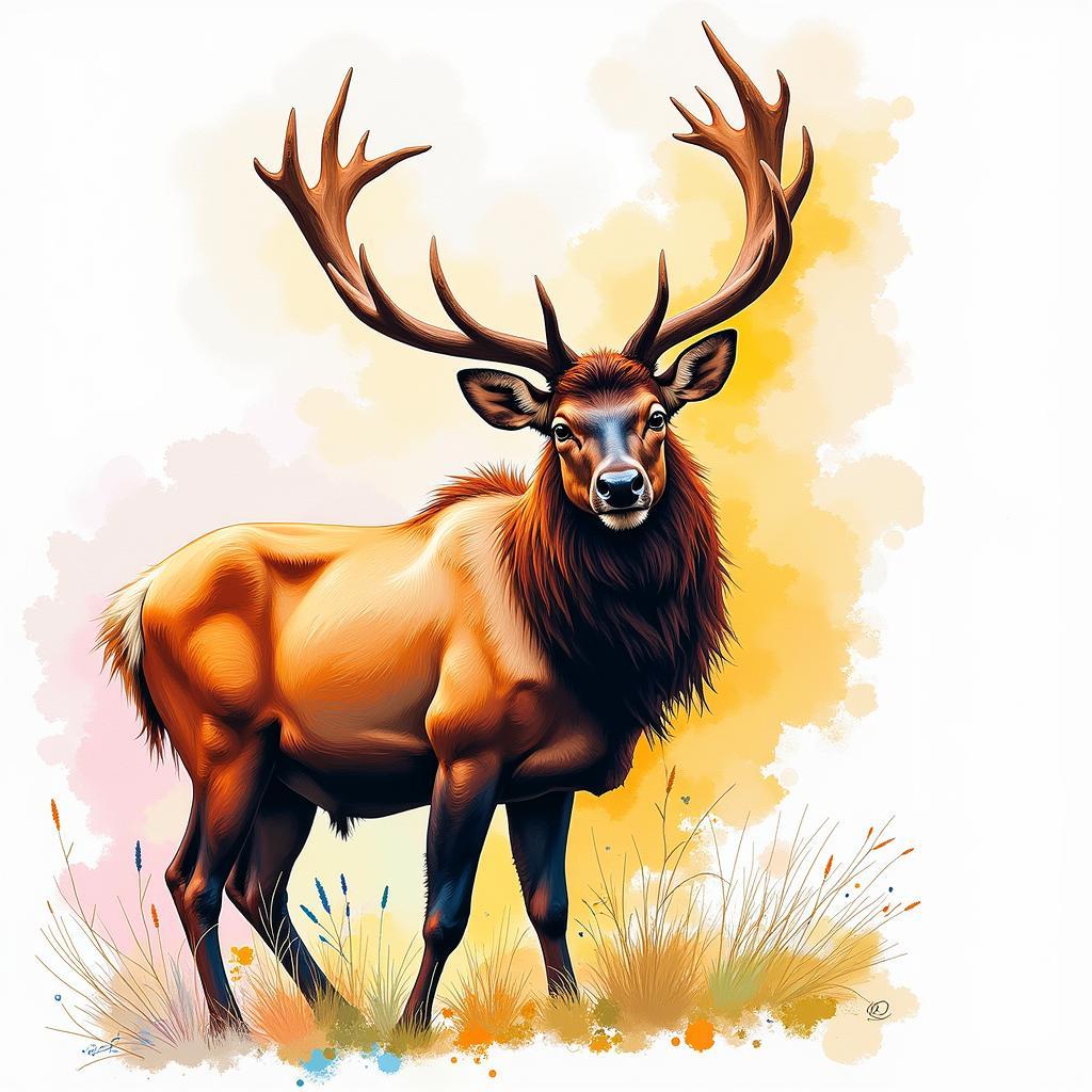 Abstract Elk Painting with Vibrant Colors