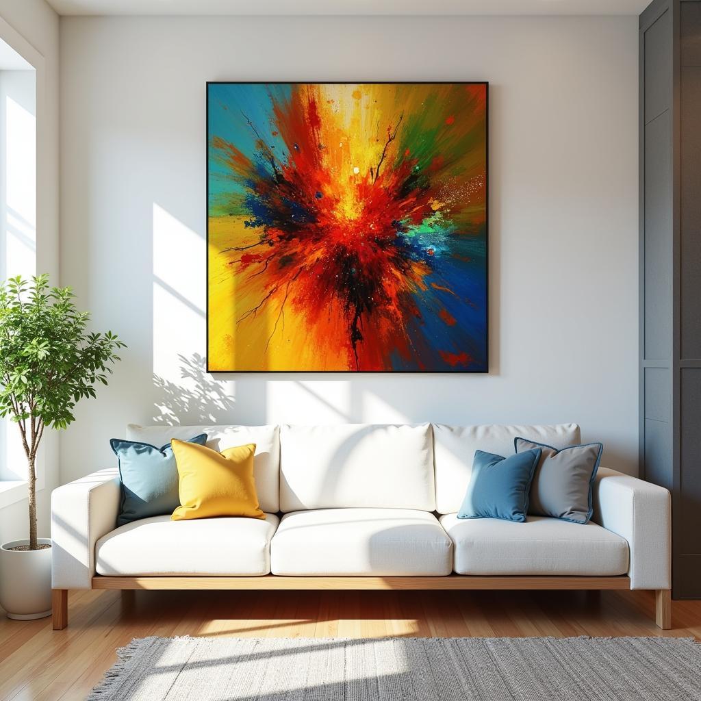 Abstract Glass Wall Art in a Modern Living Room