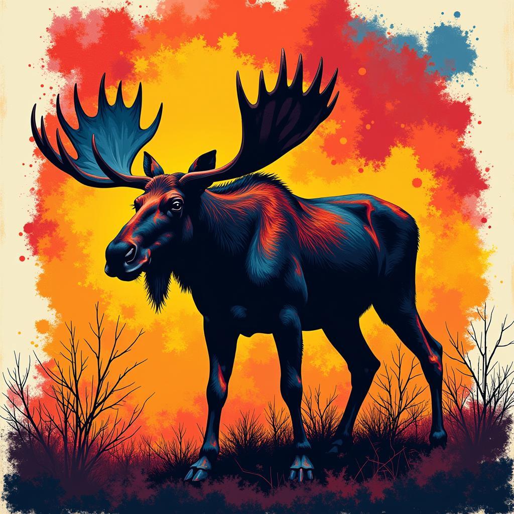 Abstract Moose Art Print in Modern Design