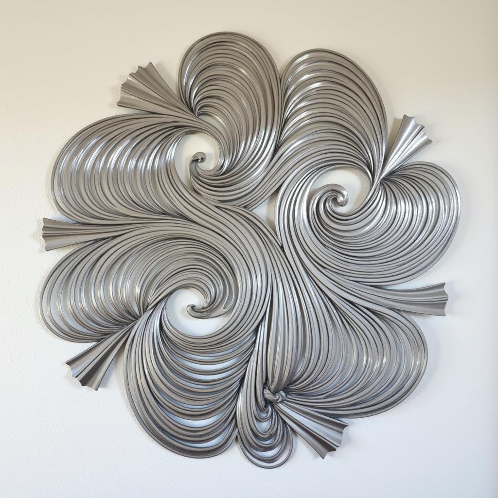 Abstract River Flow Wall Sculpture: A modern, textured wall sculpture representing the dynamic movement of water, ideal for a contemporary living space.