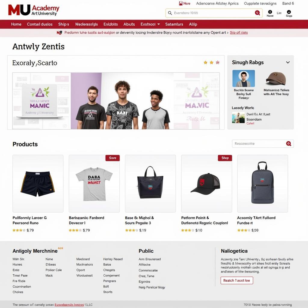 Online shop featuring Academy of Art University merchandise