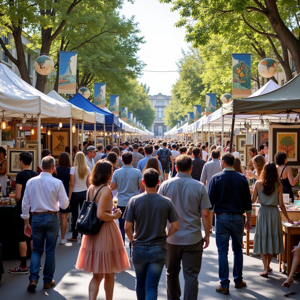 Crowds enjoying the Alameda Art and Wine Festival