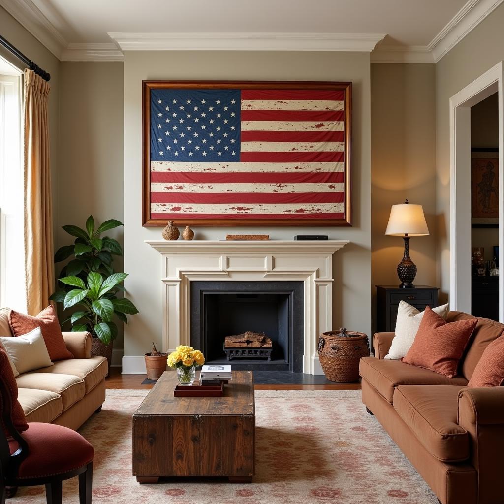 American Flag Wall Art in Living Room