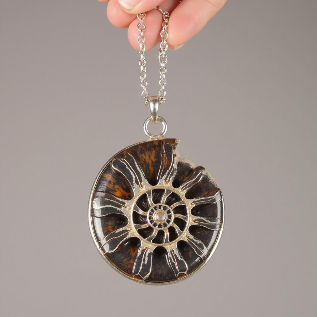 Ammonite Fossil Jewelry Pendant