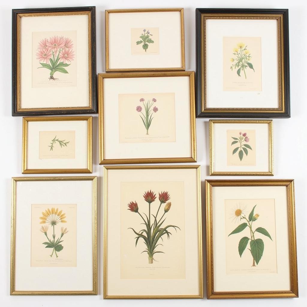 Antique Floral Prints: Botanical Illustrations of Various Flowers