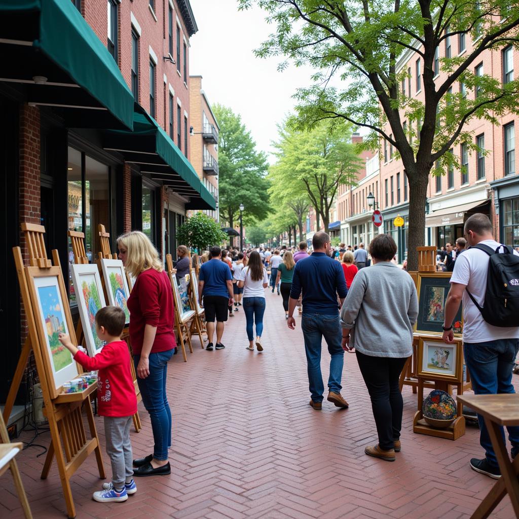 Street artists showcasing their work during the Arlington Art Walk