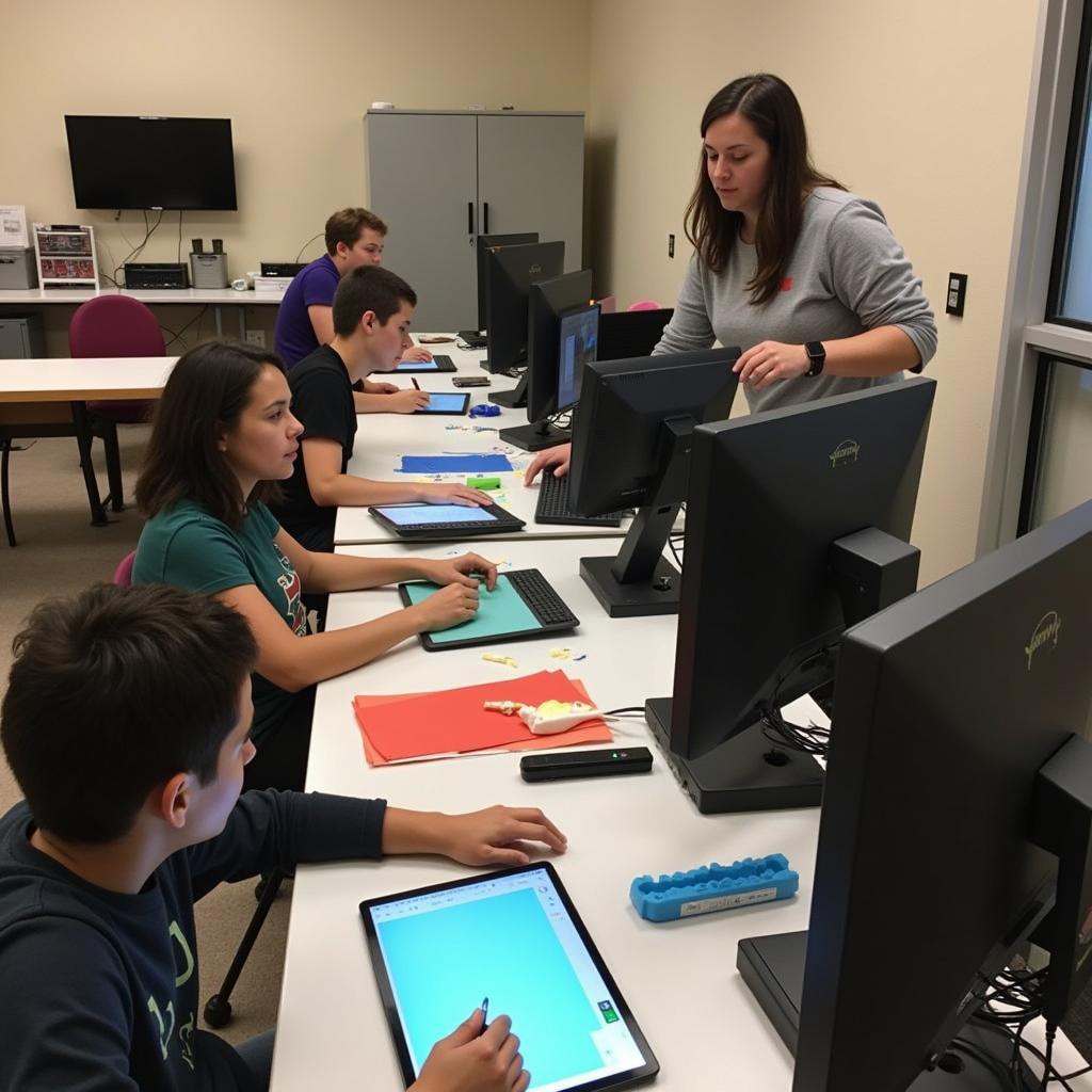 Students learning digital art at an art academy in Cedar Park TX